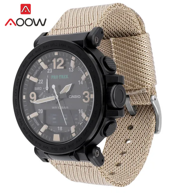 Nylon Strap for Casio Pro Trek PRW 6600 PRG 600/650Y Stainless Steel Buckle  24mm Canvas Men Replacement Band Watch Accessories|Watchbands| - AliExpress