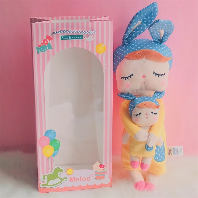 Yellow-box Metoo плюшевые игрушки, мягкие куклы, Angela Dreaming Girl с коробкой, плюшевый кролик, подарок для девочки, игрушки для детей, Рождество, 2 комплекта, 12 дюймов - Цвет: Yellow-box