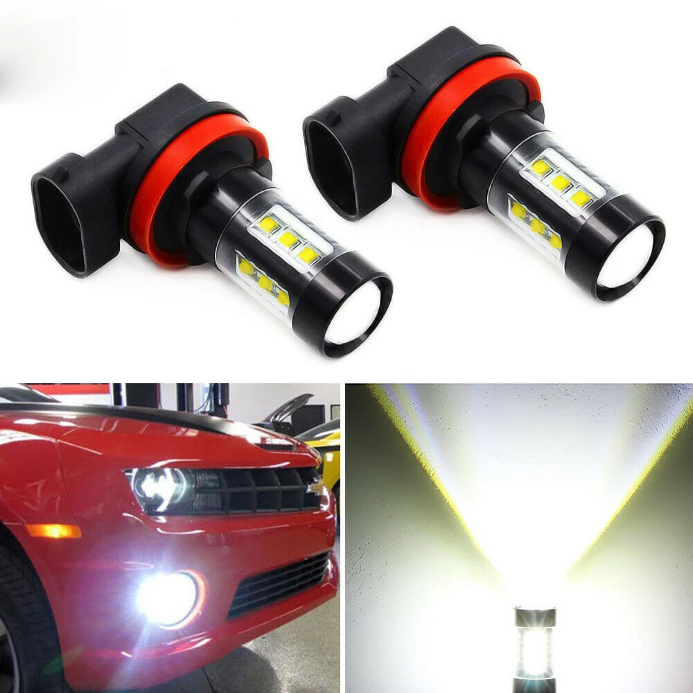 2x H10 H11 Led HB4 9006 HB3 9005 luces de niebla H1 H3 bombilla 16SMD 80W 1760LM 6000K blanco coche corriendo lámpara H4 H7 H16 luz LED