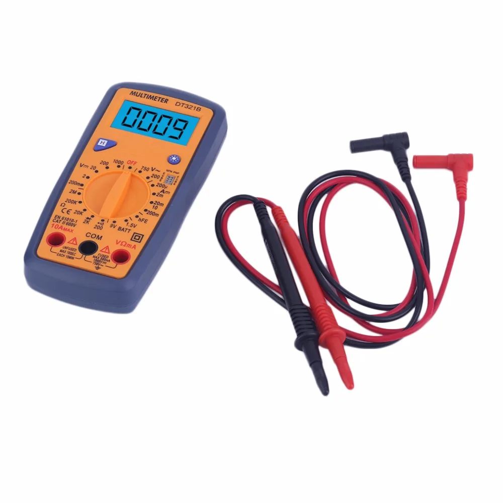 

DT321B Digital Multimeter Portable Multi meter AC/DC Voltage Meter Blue Backlight Support Battery Testing 2017 Top Sale