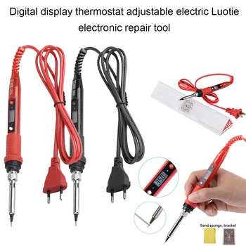 

3 in 1 80W Electric Soldering Iron Adjustable Temperature DIY Carved Hot Pencil Tools EU Plug LCD Display Welding Repair Tools