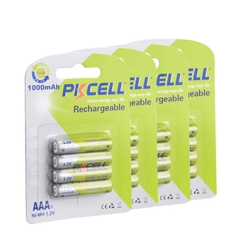 

4PACK/16Pcs PKCELL 3A 1000MAH 1.2v NIMH batteries AAA rechargeable Battery AAA battery up to 1000 times cycles for toys camera
