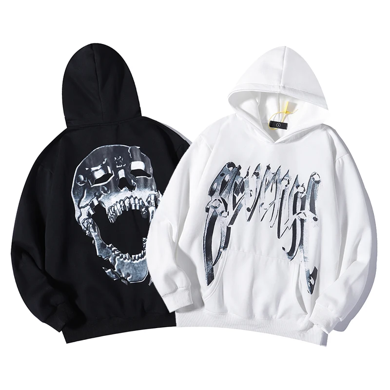 Hip Hop XXXtentacion Revenge Hoodies Bone Skull Smoke Print Sweatshirts Men Women Harajuku Streetwear Fleece Autumn Pullover
