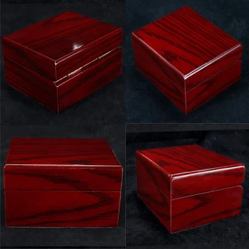 

4pcs Vintage Wood Watch Case Display Storage Watch Box Single Slot Watch Holder with Adjustable Soft Pillow