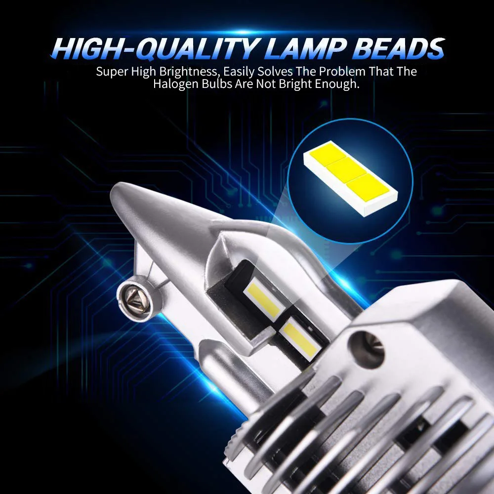 Coppia Lampade LED h4 auto, 6500K Alta Potenza E Luminosità Plug and Play,  IP67
