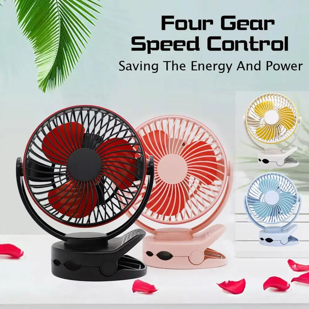

Portable Handheld Small Fan New Clip USB Fan Charging Desktop Mini Portable Four-speed Wind Speed Adjust Desktop Fan Hang Fan