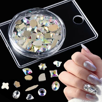 

60pcs/Lot Mixed Shapes 3D Nail Rhinestones Shining AB Red Champagne Flatback Diamond Crystal Jewelry Glass Decoration BE1568