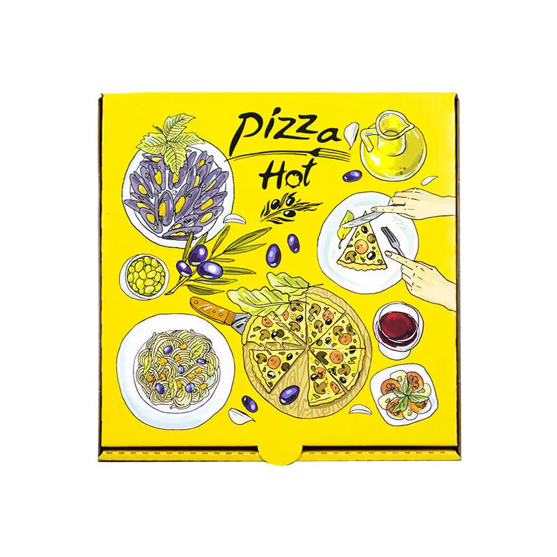 Wholesale 35 CM 9 Inch Pizza Box Package Carton Supplier Custom Design Printed Packing Bulk Cheap Pizza Boxes With Logo 6