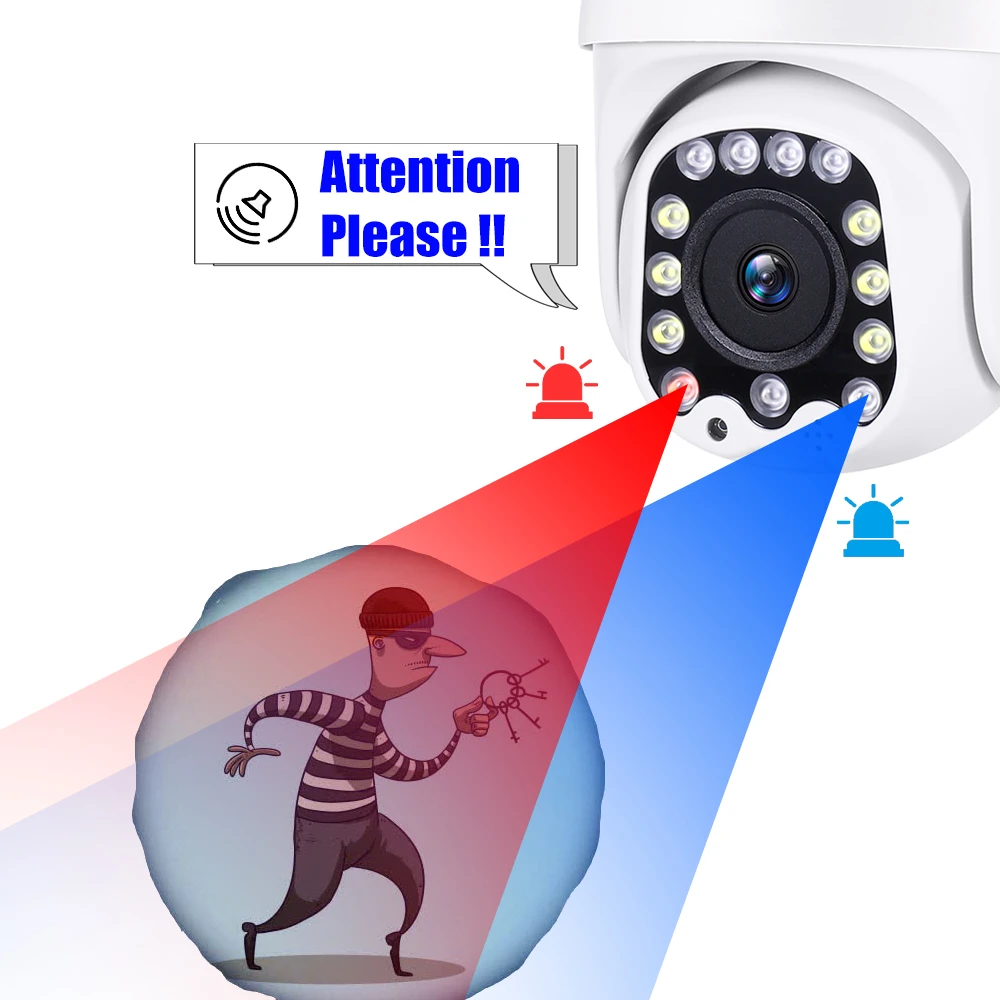 USAFEQLO 1080P WiFi IP Camera PTZ 3.6mm Speed Dome Camera Outdoor Waterproof 2mp CCTV Surveillance 2 Way Audio Onvif