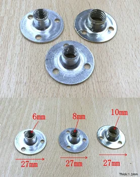 

100Pcs/Lot Screw On T Tee Nut Connecting Flange Disc With M6 M8 M10 Nut For Sofa Bed Furniture Leg Connector Zinc Plating