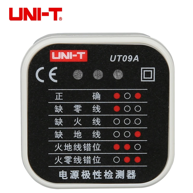 Uni-t UT09A/UT09B/UT09E детектор полярности переменного тока 250 В RCD переключатель для защиты от утечки измерения двойной изоляции