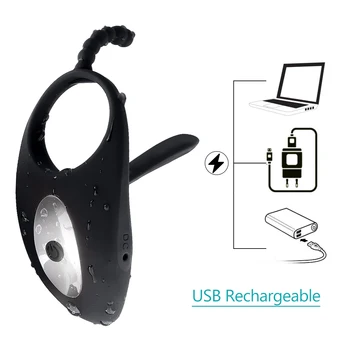 Vibrating Cock Ring G-spot Vibrator Silicone 7 Speed Delay Ejaculation Penis Ring Anal Vagina Stimulation Sex Toys for Couples 3