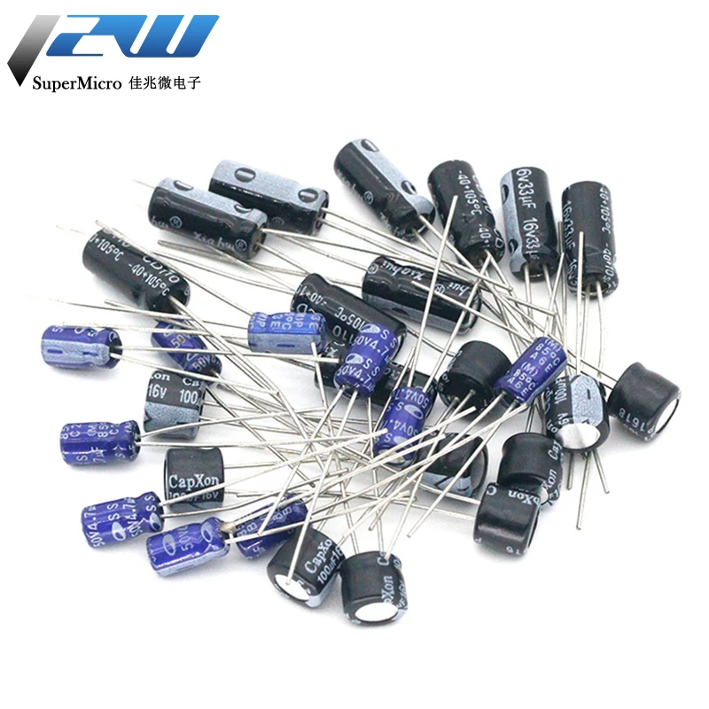 120Pcs 1Set 12 values 50V 16V 0.22UF-470UF 4*7MM 5X7MM Aluminum Electrolytic Capacitor Assortment Kit Pack