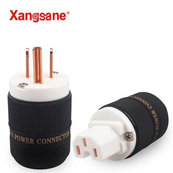 

Xangsane white mouth copper US power plug set of HiFi audio power cable connector accessories power amplifier tube plug