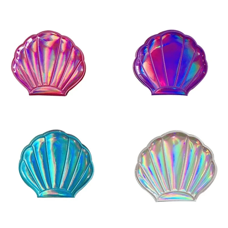Multicolor Bling Shell Double-Sided Compact Makeup Mirrors Portable Small Mini Pocket Mirror Makeup Tool Purse Travel Bag Mirror