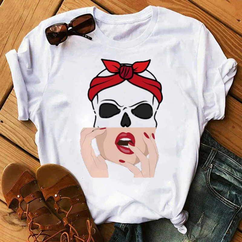 Summer Cool Leopard Red Lips Graphic Printed Black T-shirt Women Fashion Short Sleeve Tshirts Female Harajuku Casual Tops Tee cute summer crop tops