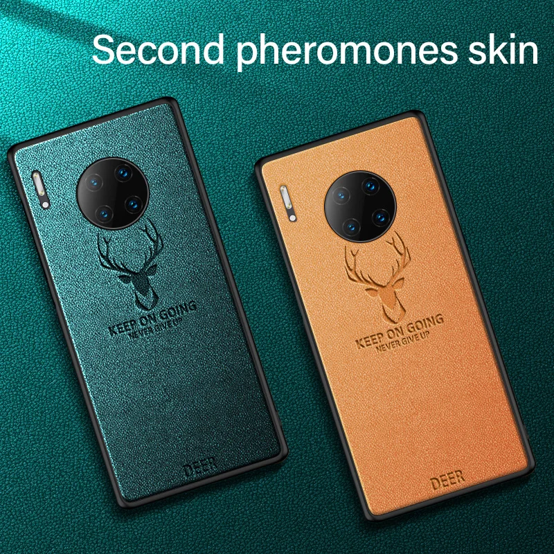 

Luxury Leather Texture Phone Case For Huawei Mate 30 Christmas Deer Pattern Frameless Silicone Cover For Huawei Mate 30Pro Coque