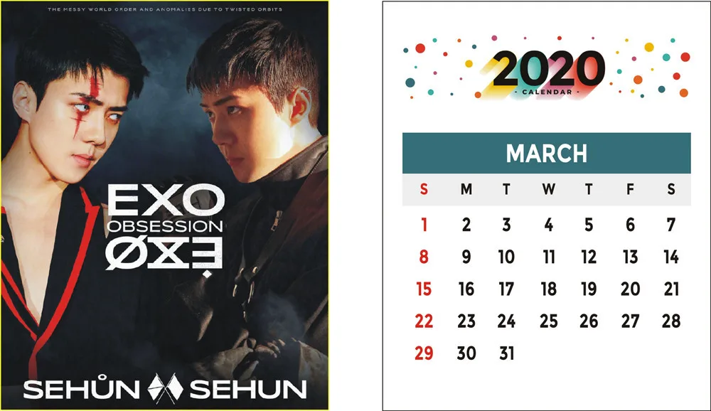 Kpop Exo obsession календарь высокое качество EXO альбом obsession Настольный календарь Настольный для фанатов подарок Новые поступления