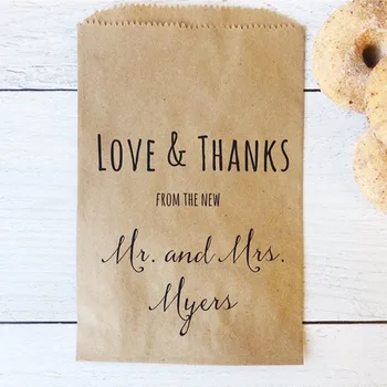 

Custom Bridal Shower Favors， Wedding Cookie Bags, Candy Buffet Sacks, Cake Bags, Recycled Brown Paper Personalized Printed Sack