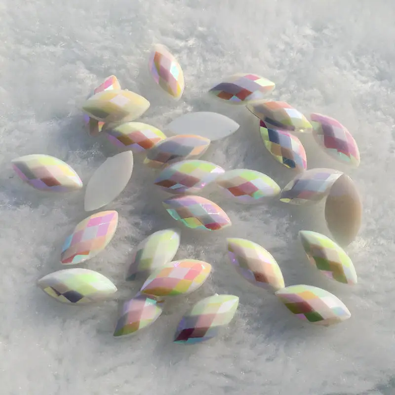 

DIY 7*15mm Crystal AB Rhinestones FlatBack Acrylic Horse Eye Gems Fancy Strass Crystals Stones For Clothing Craft 120pcs