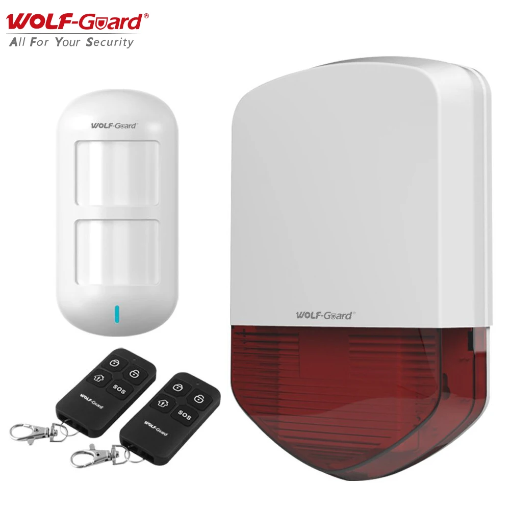Wolf-Guard Home Alarm Burglar System 110dB Siren PIR Motion Detector Door Sensor 