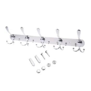 

5 Hooks Hat Rack Wall Door Mounted Hanger Cloth Towel Hook Stainless Steel Coat 72XD