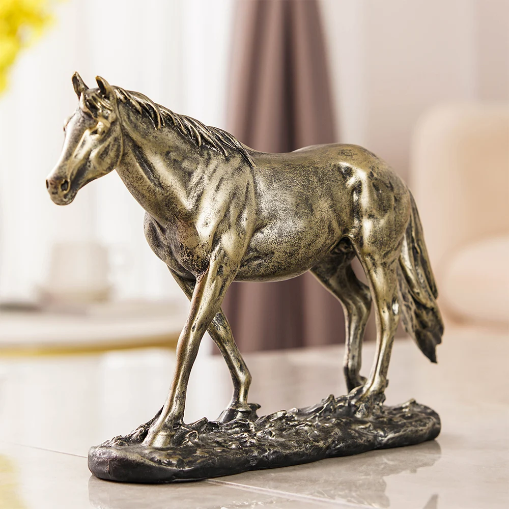 Feng Shui desk Resin Horse Figurines Animal Statue Vintage Home Decor bookshelf Crafts Ornaments office Decoration Accessories