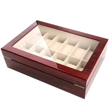 

Display Stand Wooden Glass Non-Slip Vintage Organizer Watch Box Case Gifts Counters With Lock Box Home Jewelry Storage Solid