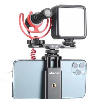 

Ulanzi PT-2S Dual Cold Shoe Mount Plate Vlog Smartphone DSLR SLR Camera Vlog Mount Extend Cold Shoe for Microphone LED Light
