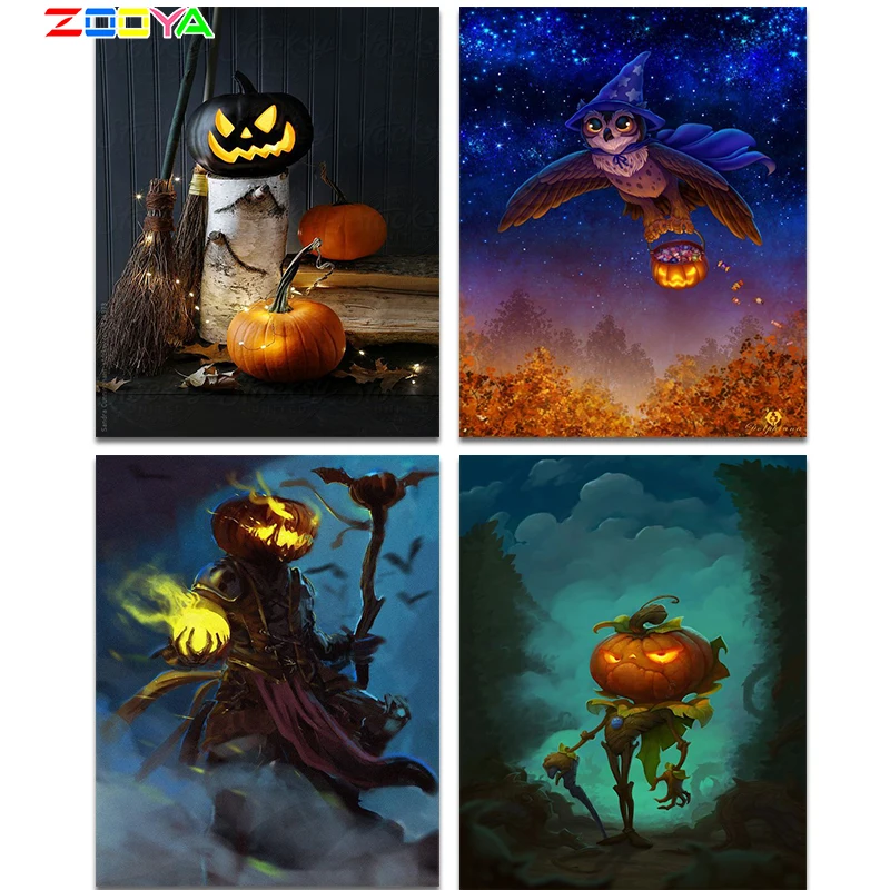 ZOOYA 5D diamond painting Halloween gift pumpkin knight embroidery mosaic puzzle animal owl Diy home decoration new sale | Дом и сад