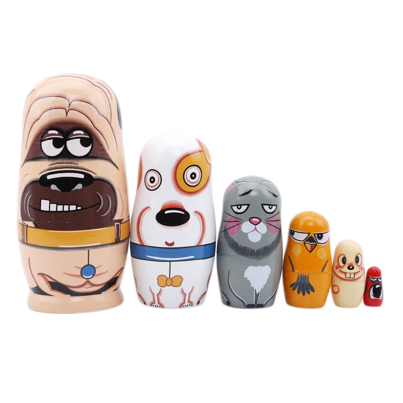 Милые деревянные животные ручная роспись русские Матрешки куклы Babushka Matryoshka