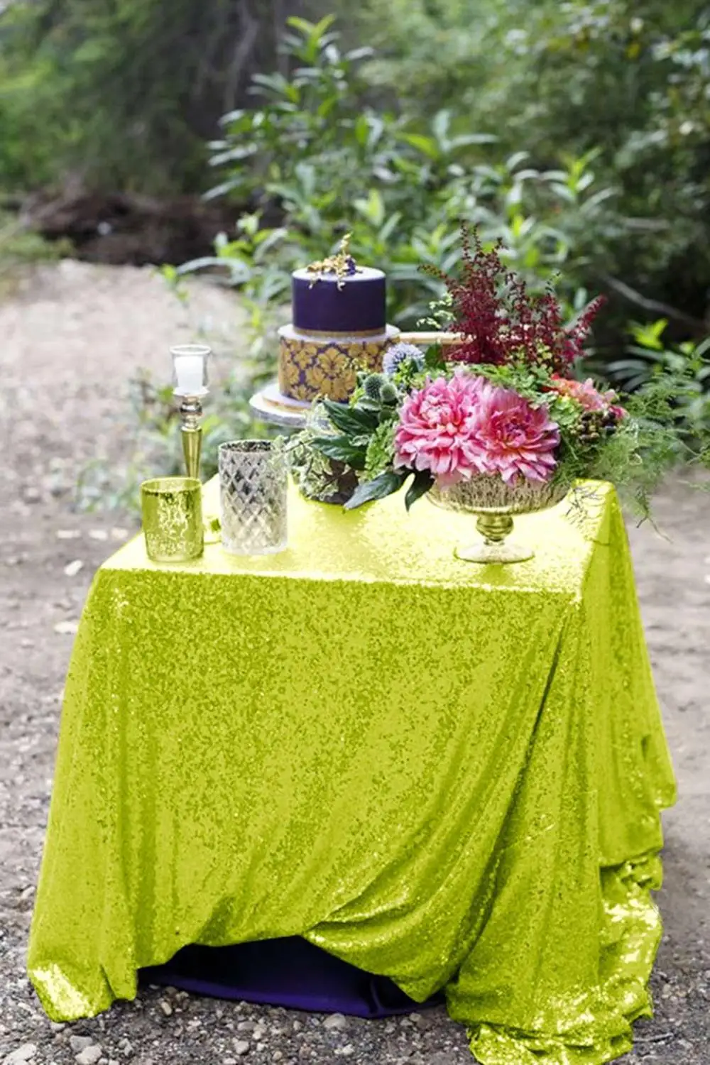 Sequin Tablecloth 72x108Inch Table Cloths for Parties Sparkly Drape Tablecloths Lime Green Table Cloth Sequin Table Cover-M