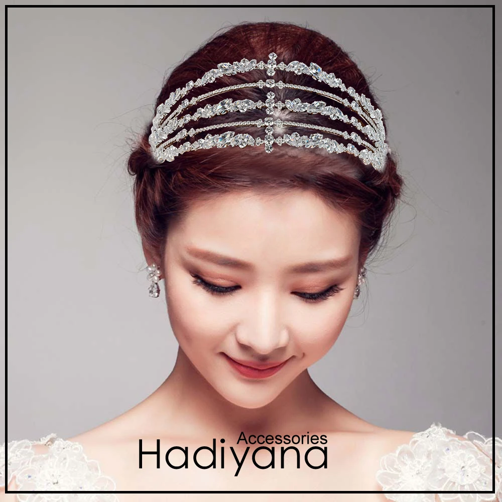 Hadiyana Luxury Cubic Zirconia Wedding Tiara Crown Bride Hair Accessories Tiaras High Quality Princess Crown Party BC4721