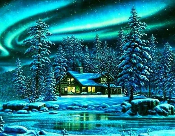 

GATYZTORY 100% Full 5D Diy Daimond Painting Aurora 3D Diamond Painting Square Rhinestone Embroidery Scenery Home Decor