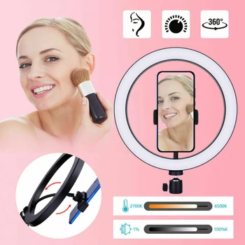 

LED Ring Light 10Inch Dimmable Selfie Lamp Photography Camera Phone Light for Makeup Video Live Studio