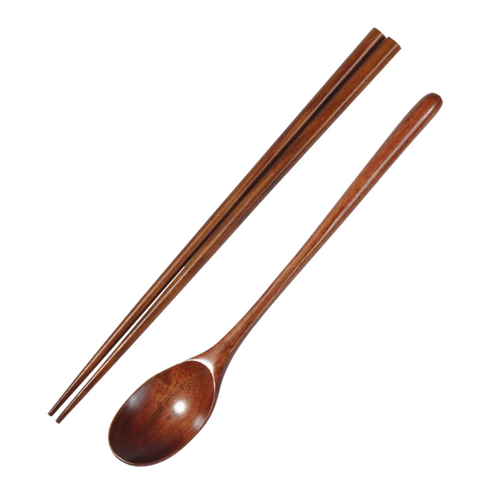 Wooden Chopstick And Spoons Set Portable Japanese Wooden Chopsticks