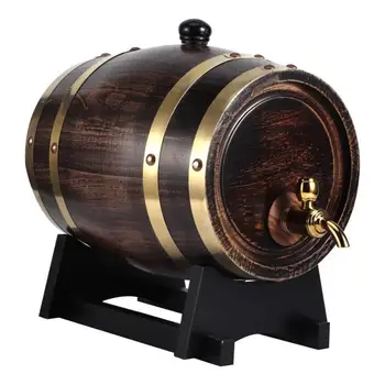 

3 L Retro Striped Black Wine Brandy Whisky Barrel Oak Red Wine Bucket Container with Faucet