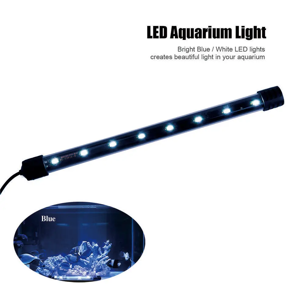 blue Светильник для аквариума, водонепроницаемый светильник для аквариума 5730 T4LED, погружной светильник для воды 17 см, Флуоресцентный светильник для дайвинга, синий и белый цвета - Цвет: blue
