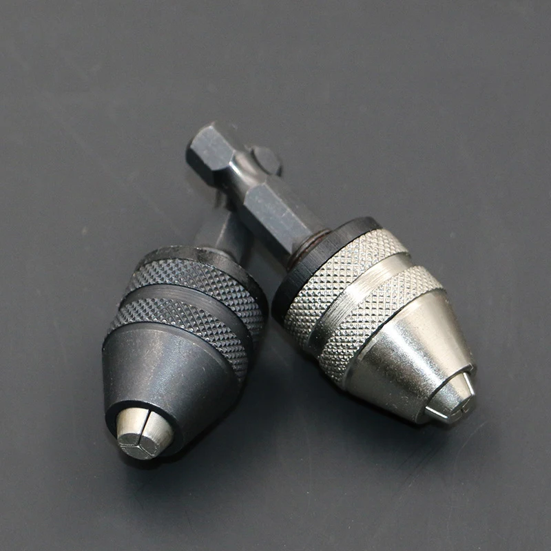 

0.5-3mm Keyless Drill Chuck Screwdriver Impact Driver Adapter 1/4 '' Hex Shank Drill Bit Tool Sliver Black Color