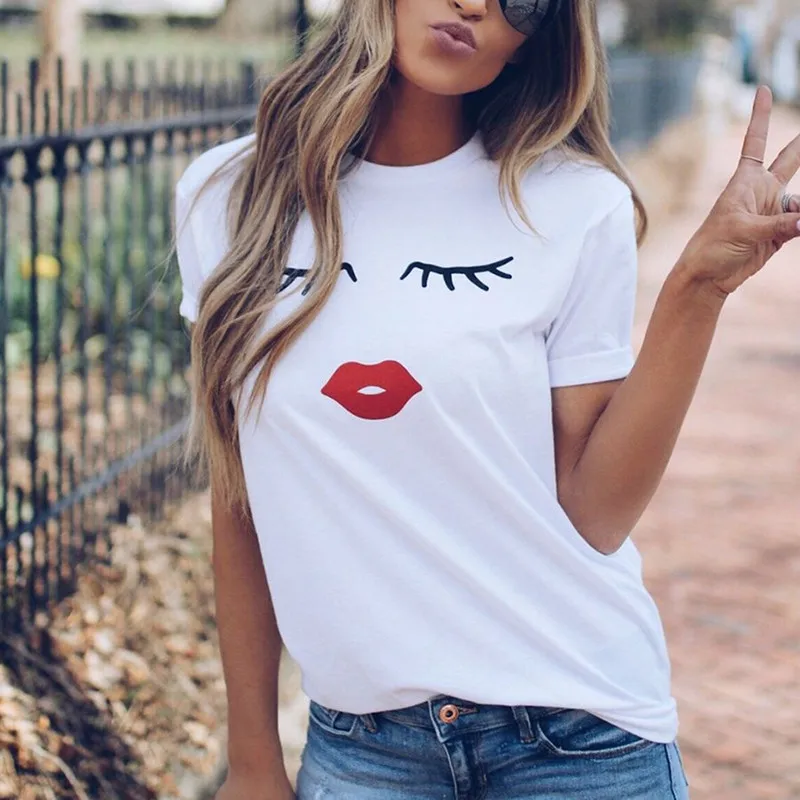 Рубашка NEWT для женщин, Милая женская футболка с принтом, летняя повседневная футболка с коротким рукавом и круглым вырезом, Женская белая футболка, топы - Цвет: LY9988