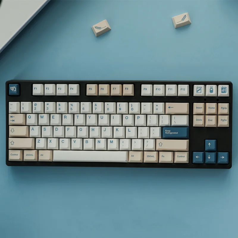 Chaves Gmk Soyamilk Keycaps Cherry Prolife Pbt Tintura Sublimação Teclado Mecânico mx Swincth com 1.75u 2u Shift 141 - Imagem 3