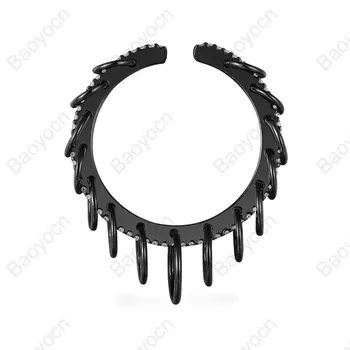 

Baoyocn Fashion 1PC Puck Rock 925 Sterling Silver Yellow Gold Color Multi Rings Larger Ear Bone Cuff Hoop Clip Earring for Women