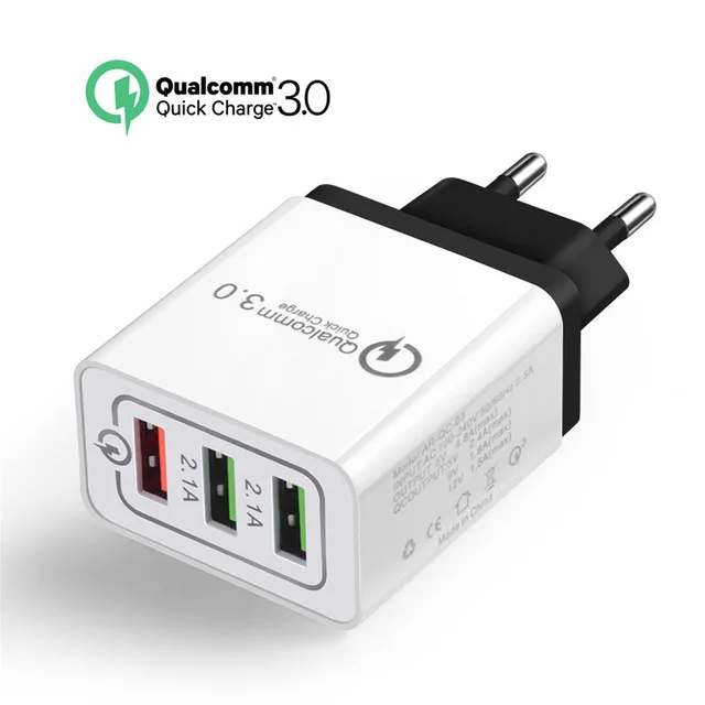 GOOJODOQ 3.1A Быстрая зарядка 3,0 USB настенное зарядное устройство 4 порта быстрое зарядное устройство QC3.0 для samsung Xiaomi iPhone huawei зарядное устройство для мобильного телефона - Тип штекера: EU Plug Black 3 Port