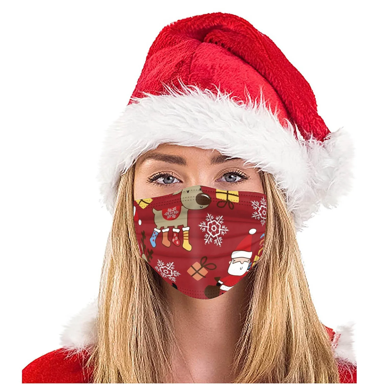 10pcs Christmas Masks High Quality Cubrebocas Adult Christmas Print Disposable Mask Industrial 3-layer Mask Unisex 10 Pieces 2