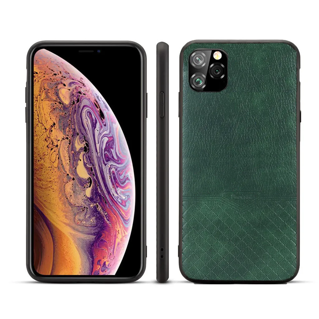 GN Тонкий кожаный винтажный ударопрочный чехол для iPhone 11 Pro Max 6,5 дюймов Роскошный Жесткий матовый чехол Деловой стиль чехол для телефона s - Цвет: GN