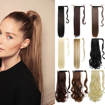 

DIANQI 24 inch wrap around ponytail extensions synthetic hair high temperature fiber 17 colors available for women