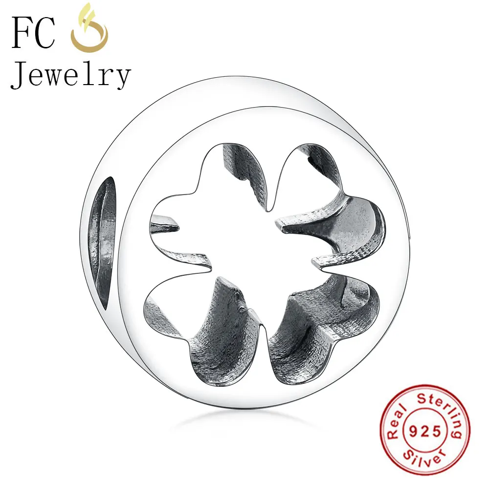 FC Jewelry Fit Original Brand Charms Bracelet 925 Sterling Silver Spring Openwork Four Leaf Clover Beads For Making Berloque | Украшения и