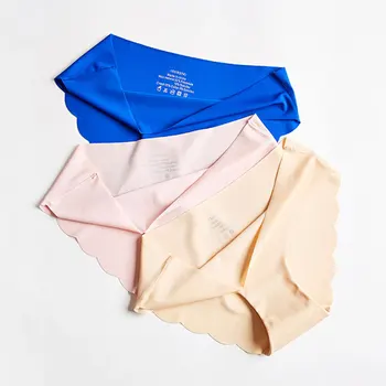 

Summer Ice Silk Ultra-thin Panties Women Fashion Seamless Underwear Female Intimates Solid Color Lingerie Low Waist Briefs