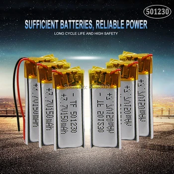 

10pcs 3.7V 130mAh 501230 Polymer Rechargeable Battery Lipo cells For mobile Bluetooth earphone speaker MP3MP4