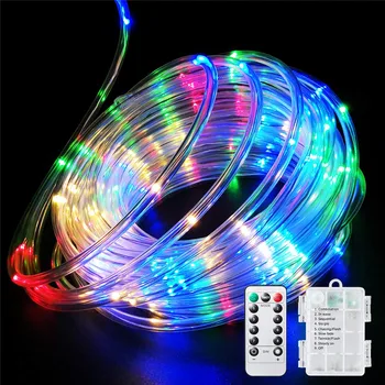 

Remote&Timer Battery Rope Lights 5M 10M Warterproof led Rope Tube String Lights for Indoor&Outdoor Christmas Wedding Garden